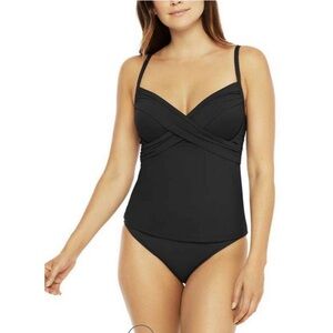 La Blanca Tankini Top Underwire LB8LA83 Size 6 Black New
